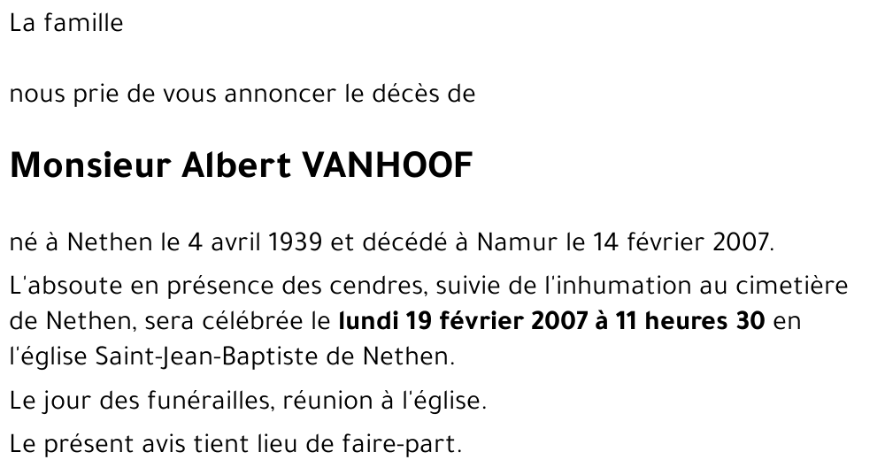 Albert VANHOOF