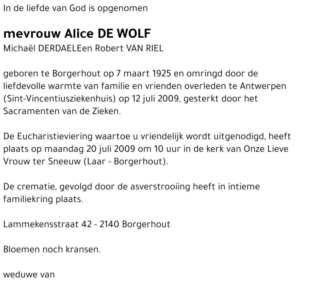 Alice De Wolf