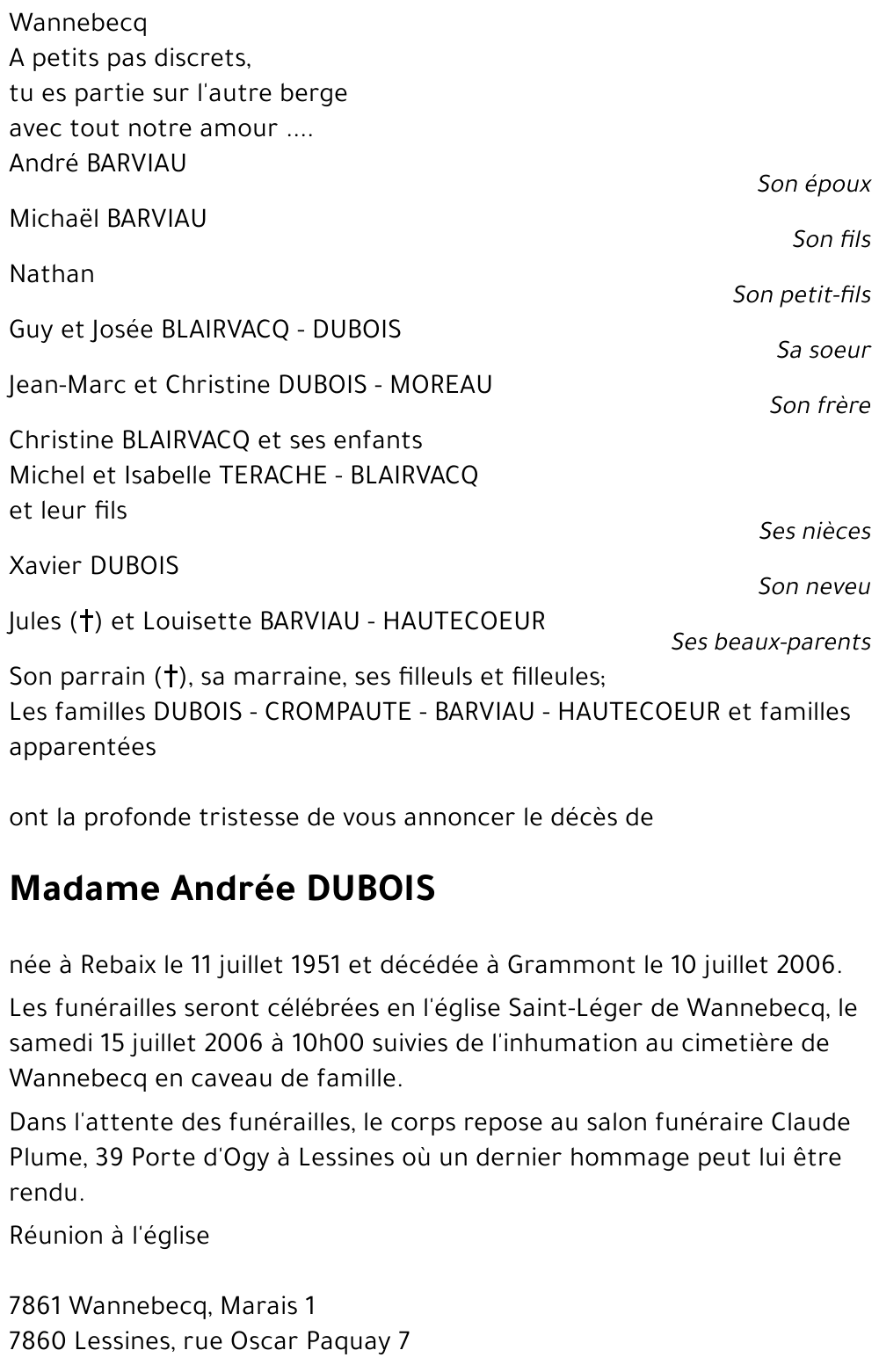Andrée DUBOIS