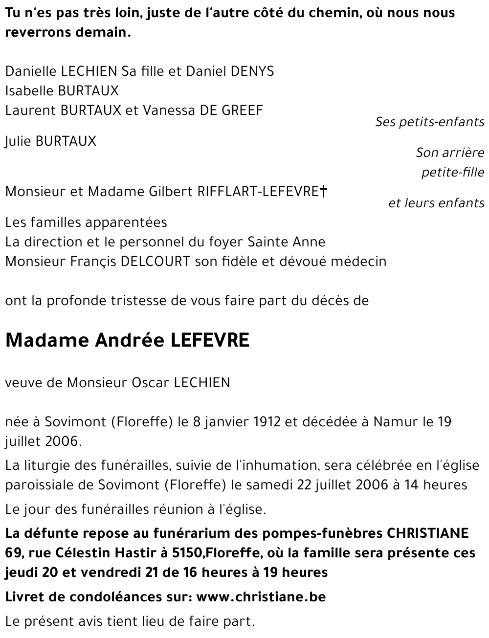Andrée LEFEVRE