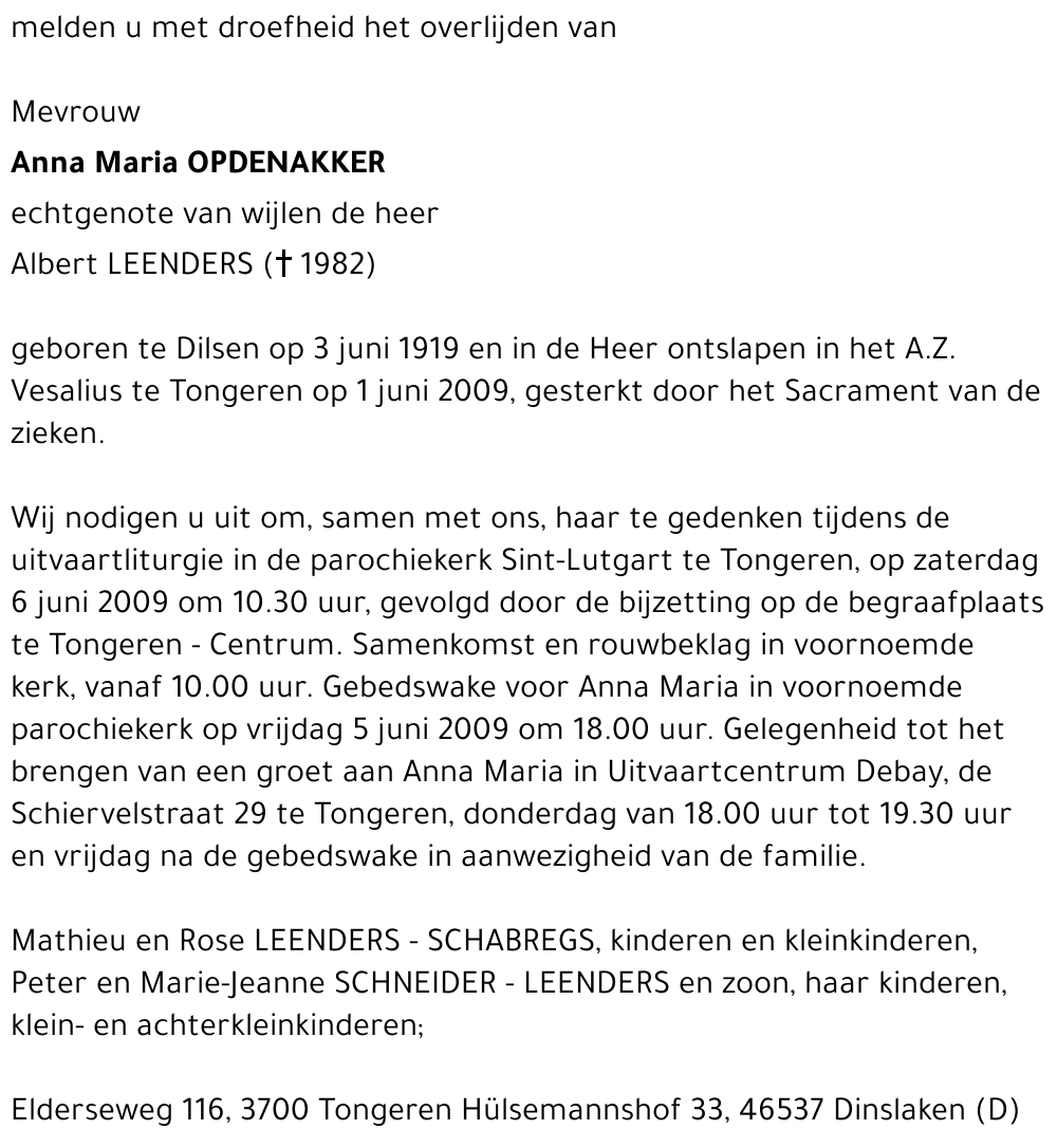 Anna Maria Opdenakker