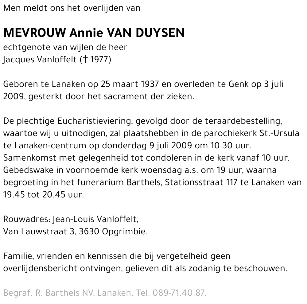 Annie Van Duysen