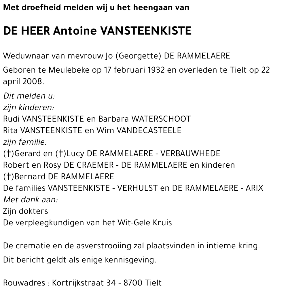 Antoine VANSTEENKISTE