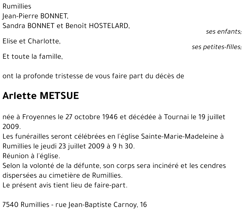 Arlette METSUE