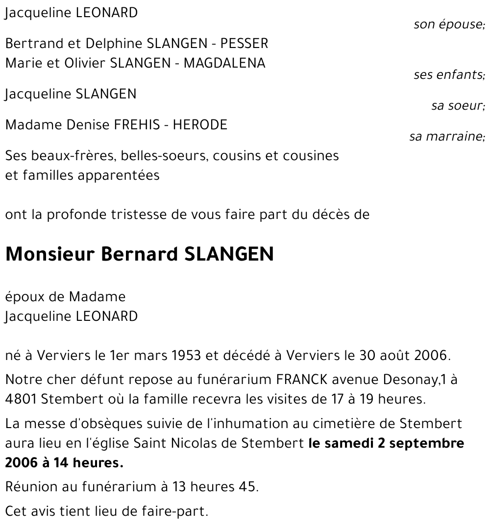 Bernard SLANGEN