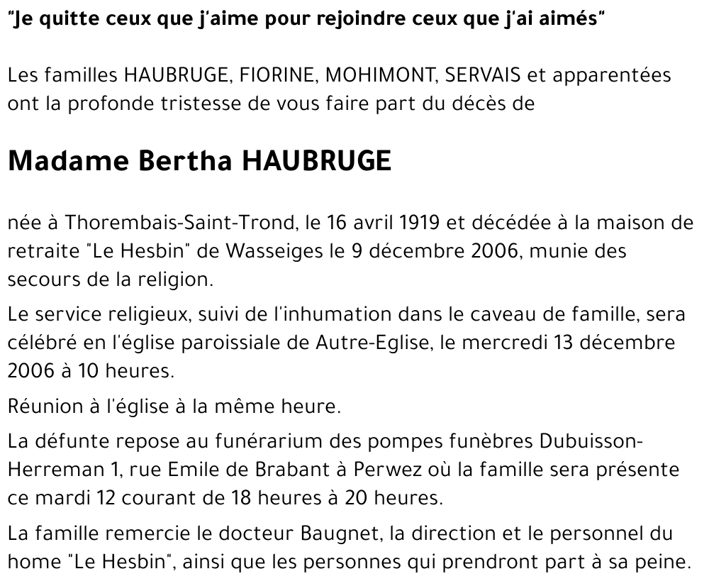 Bertha Haubruge