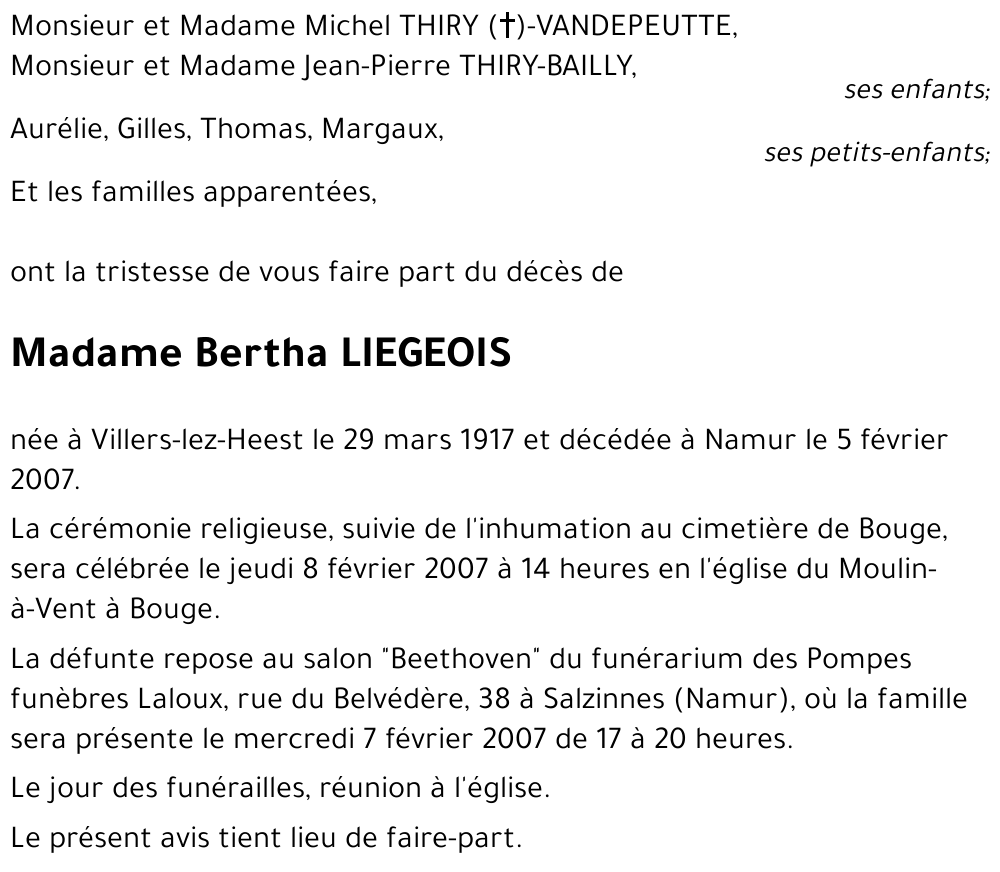 Bertha LIEGEOIS