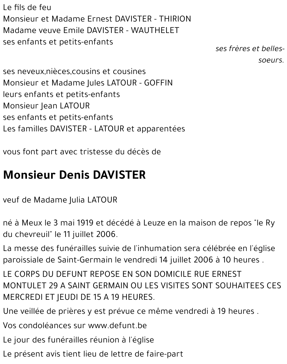 Denis DAVISTER