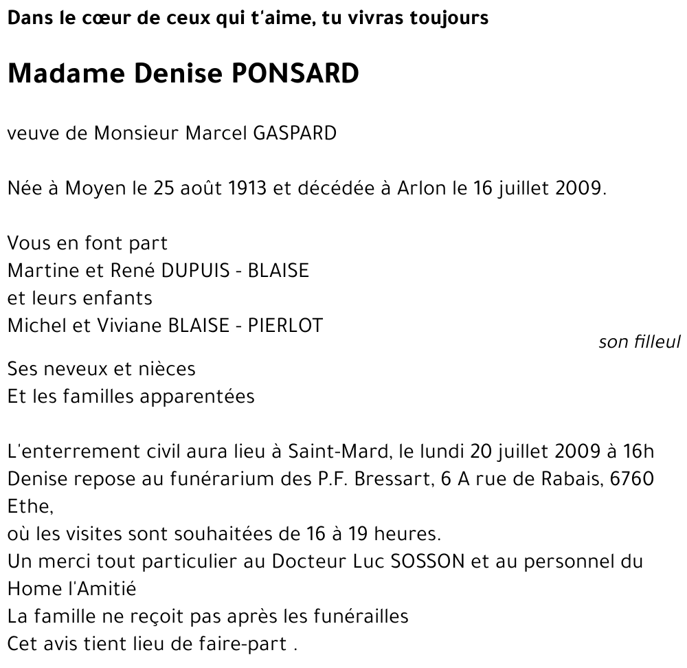 Denise PONSARD