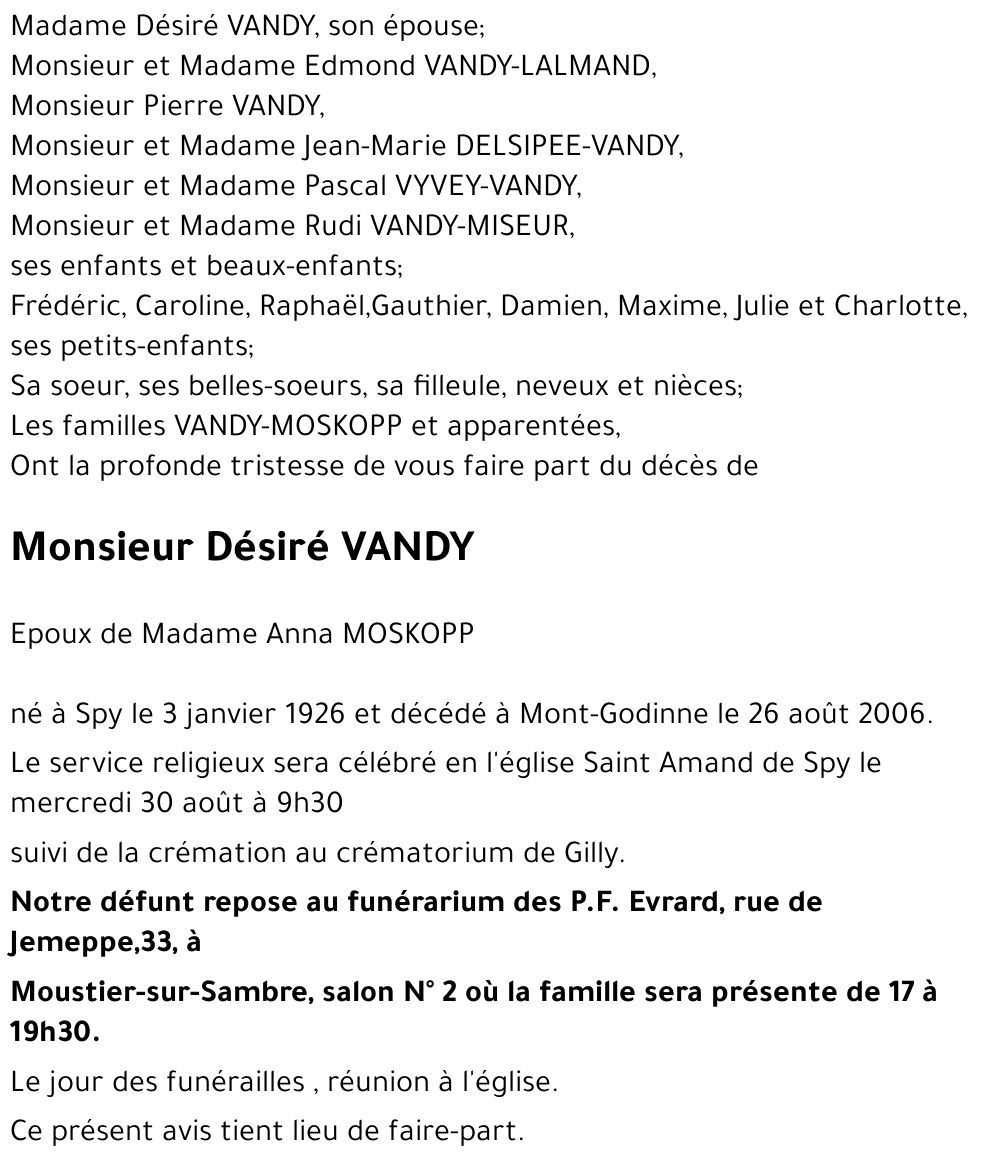 Désiré VANDY