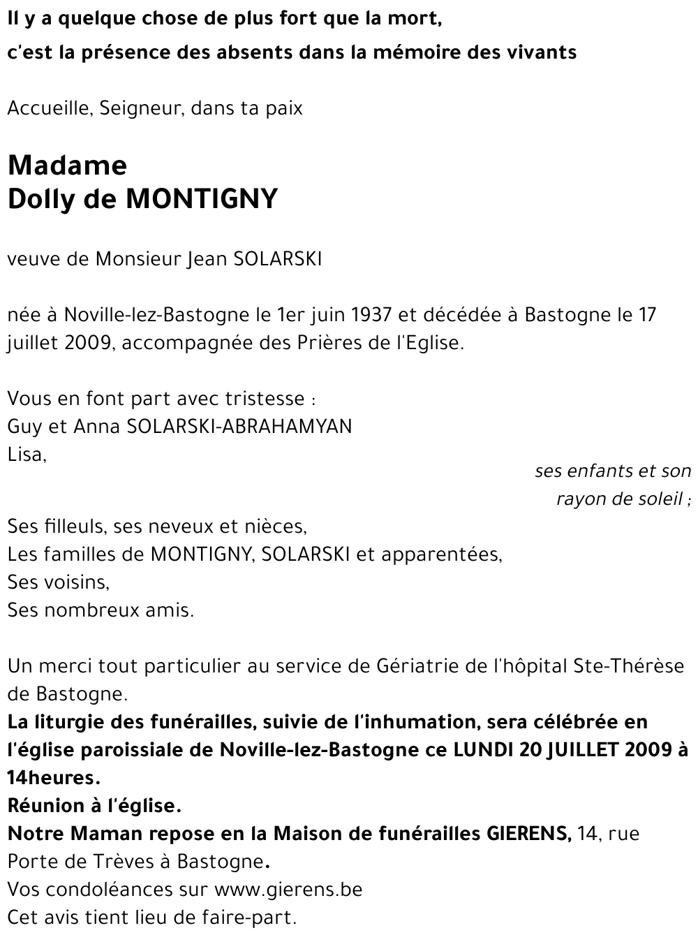 Dolly de MONTIGNY