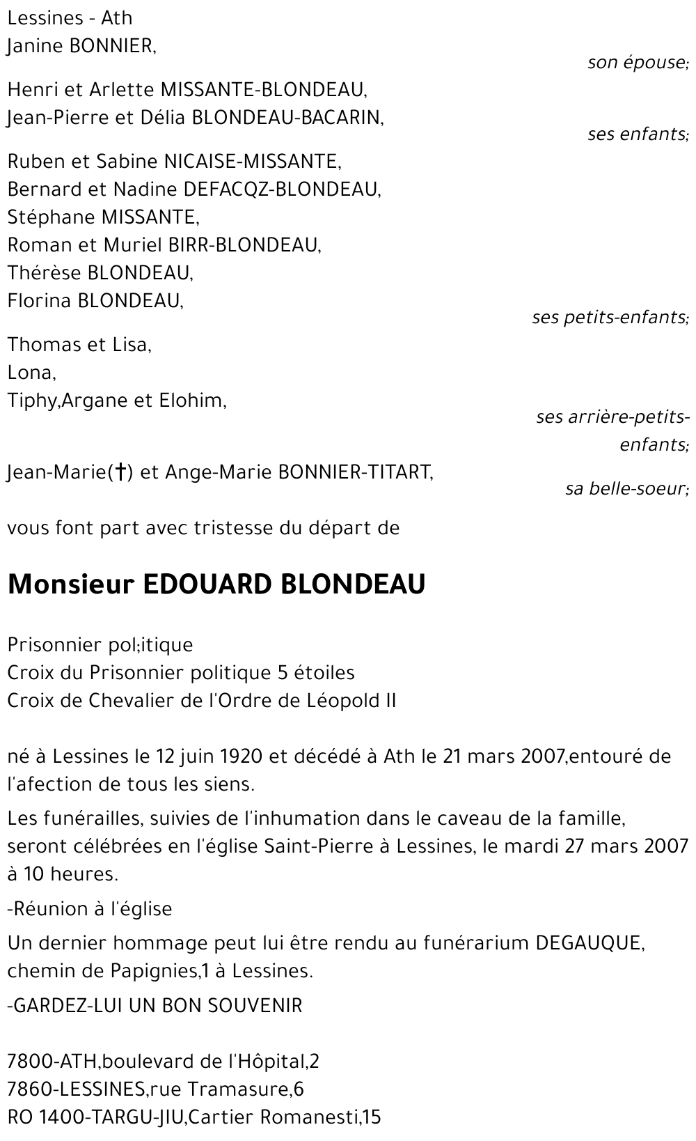 EDOUARD BLONDEAU