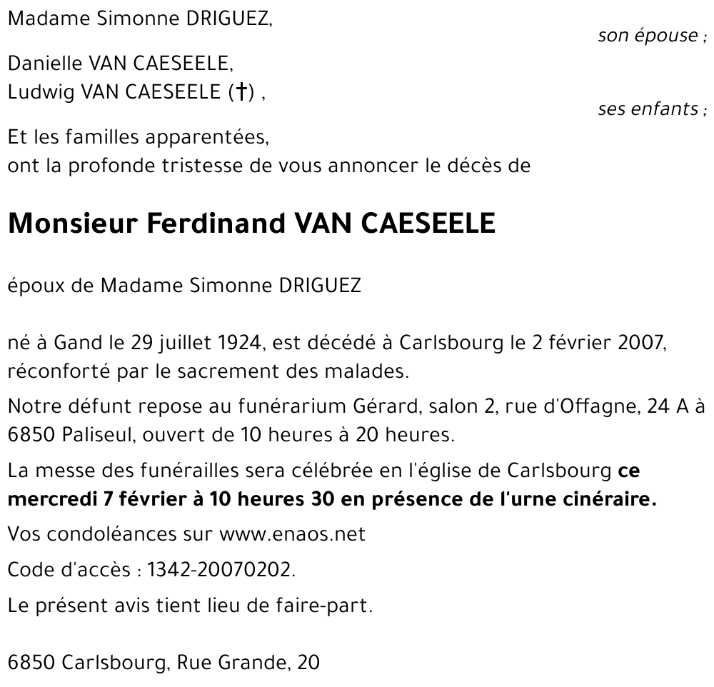 Ferdinand VAN CAESEELE