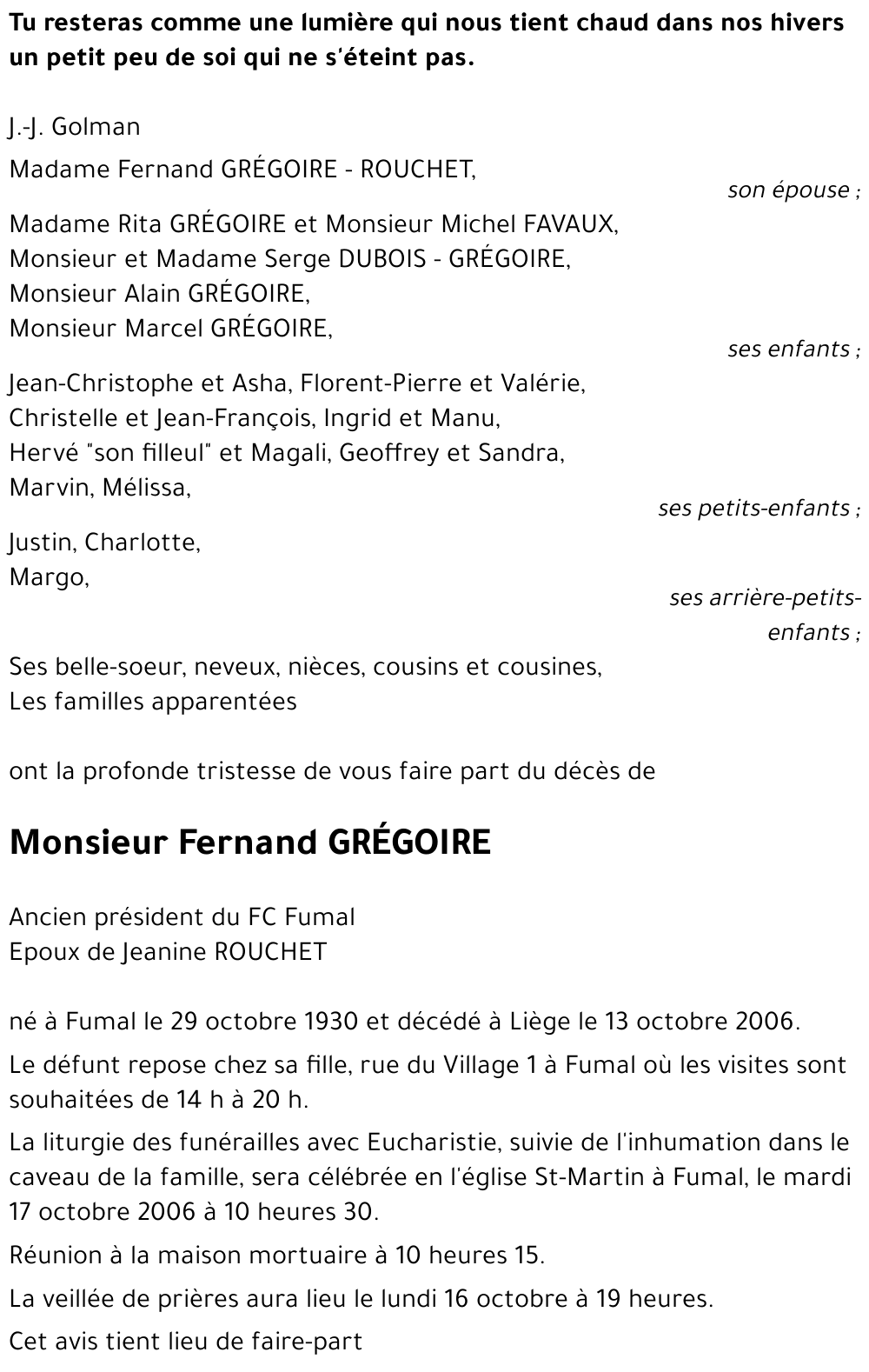 Fernand GRÉGOIRE