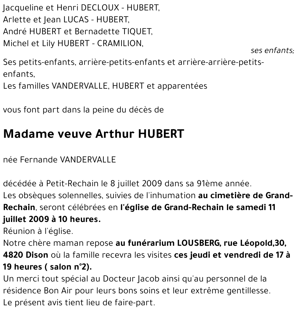 Fernande VANDERVALLE