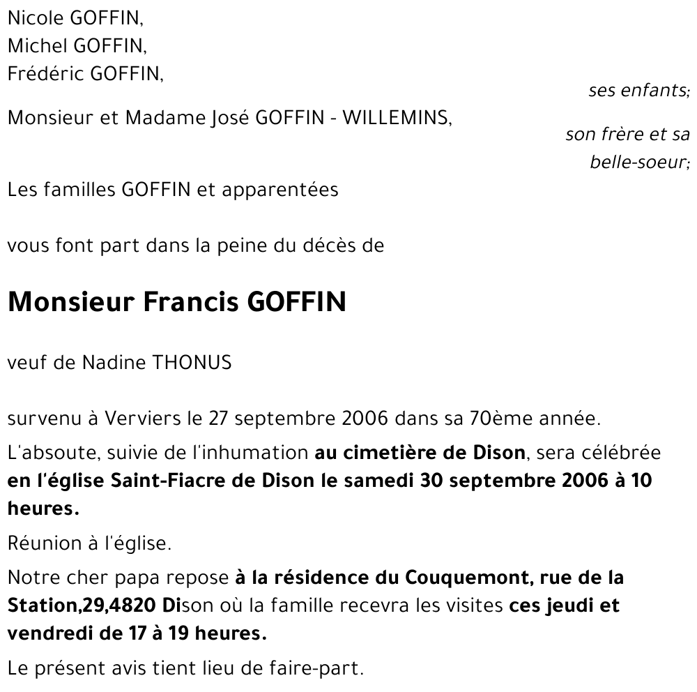 Francis GOFFIN