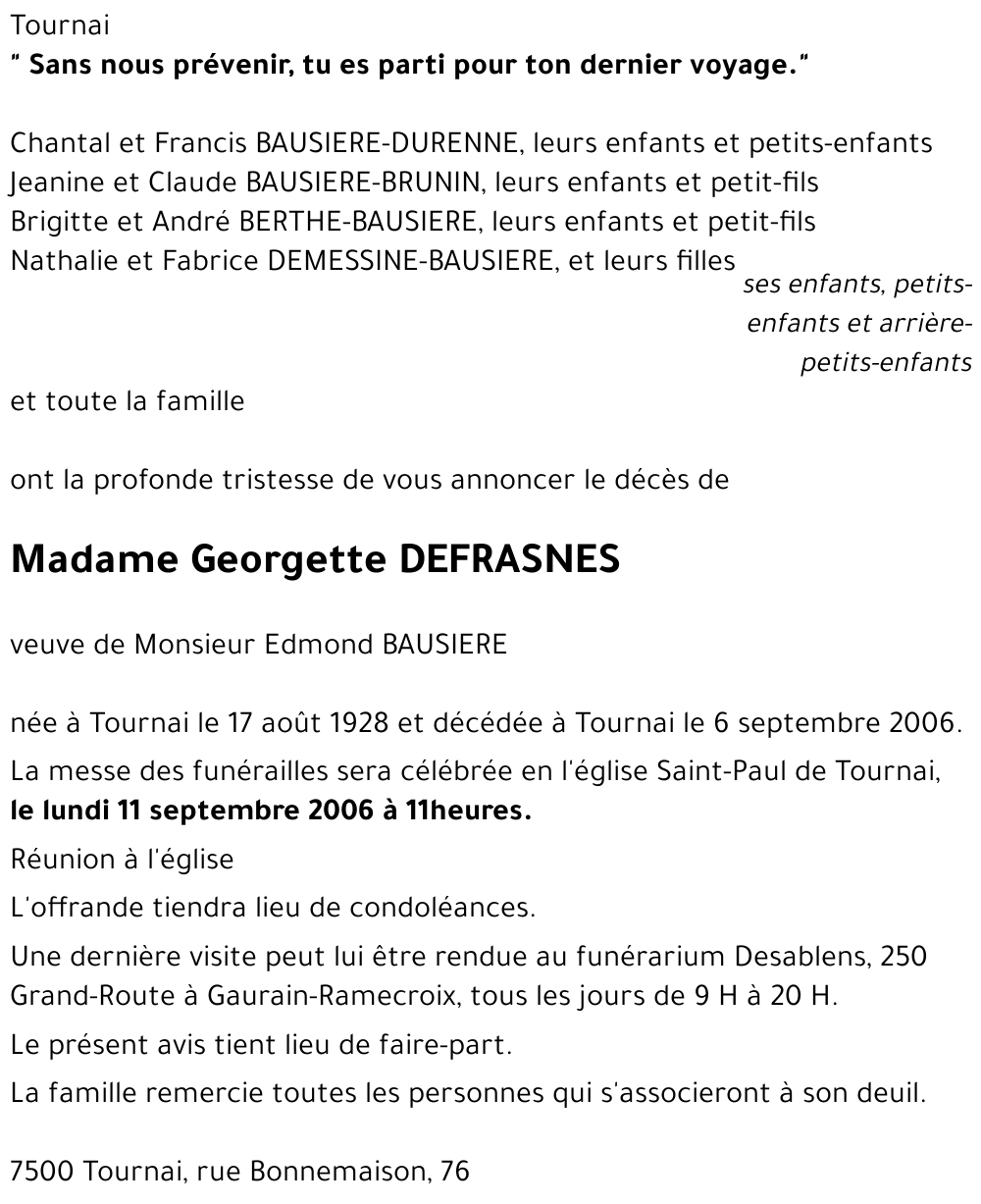 Georgette DEFRASNES
