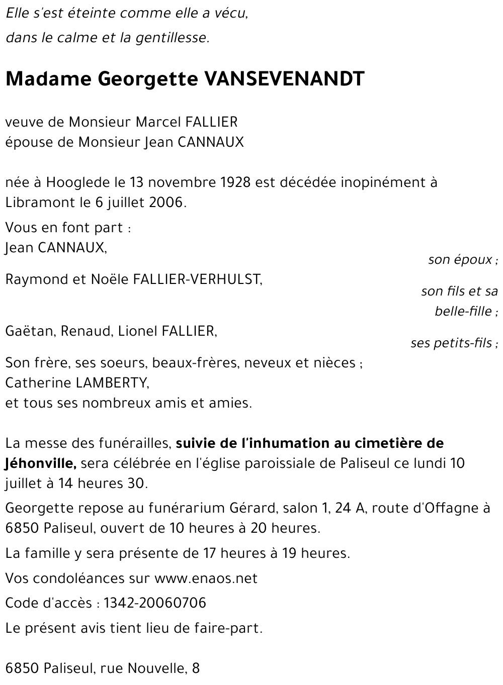 Georgette VANSEVENANDT