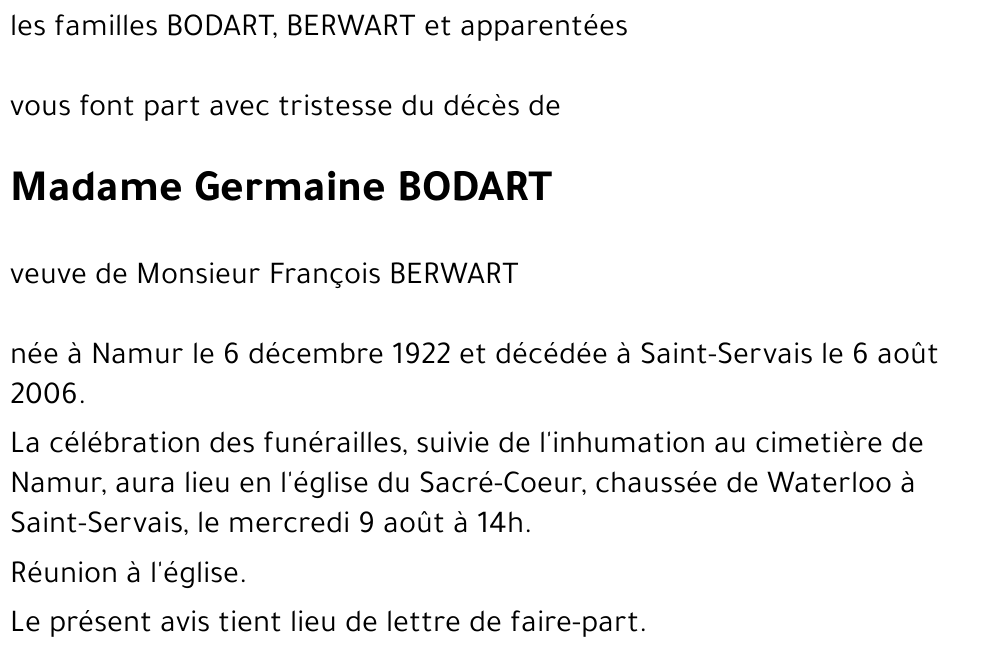 Germaine BODART