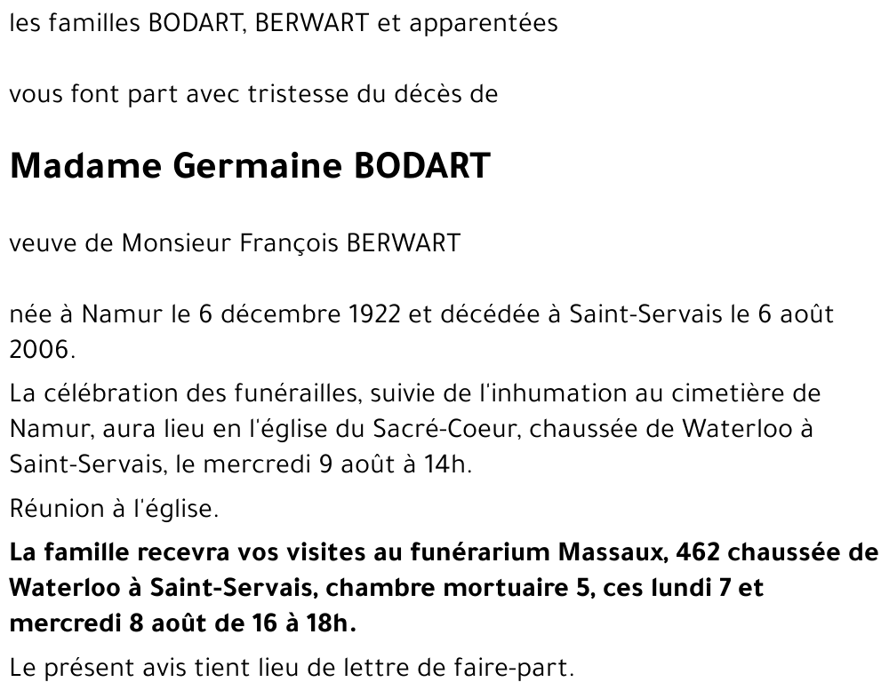 Germaine BODART