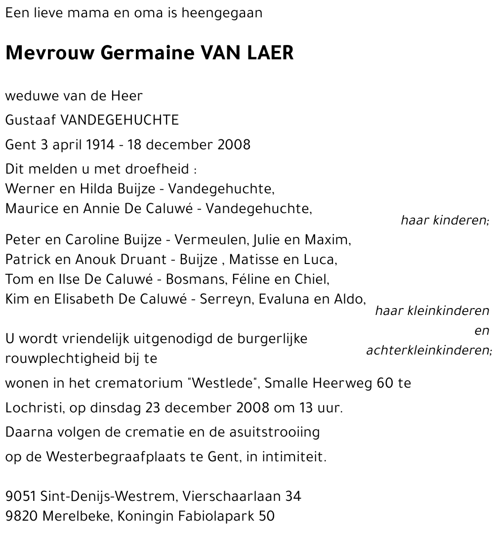 Germaine VAN LAER