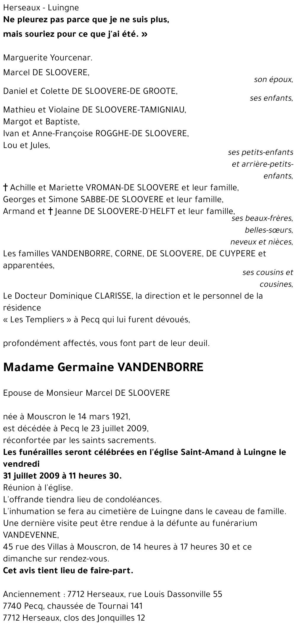 Germaine VANDENBORRE