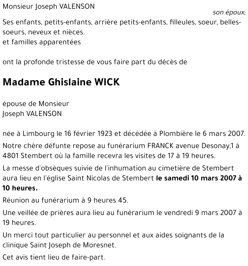 Ghislaine WICK