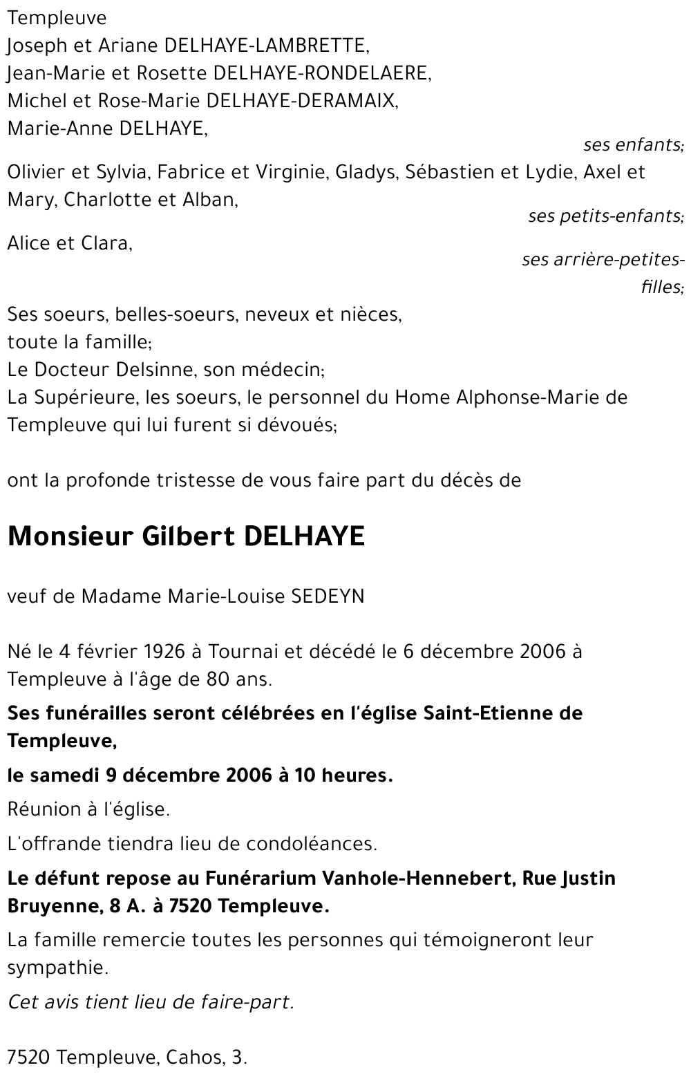 Gilbert DELHAYE