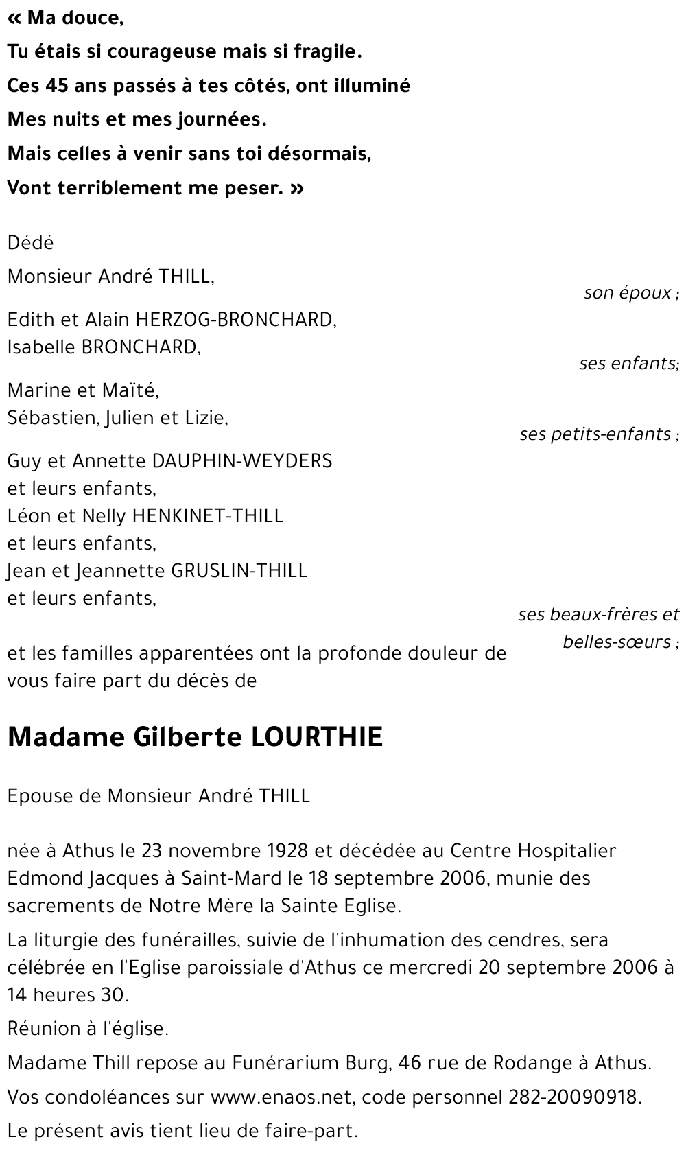 Gilberte LOURTHIE