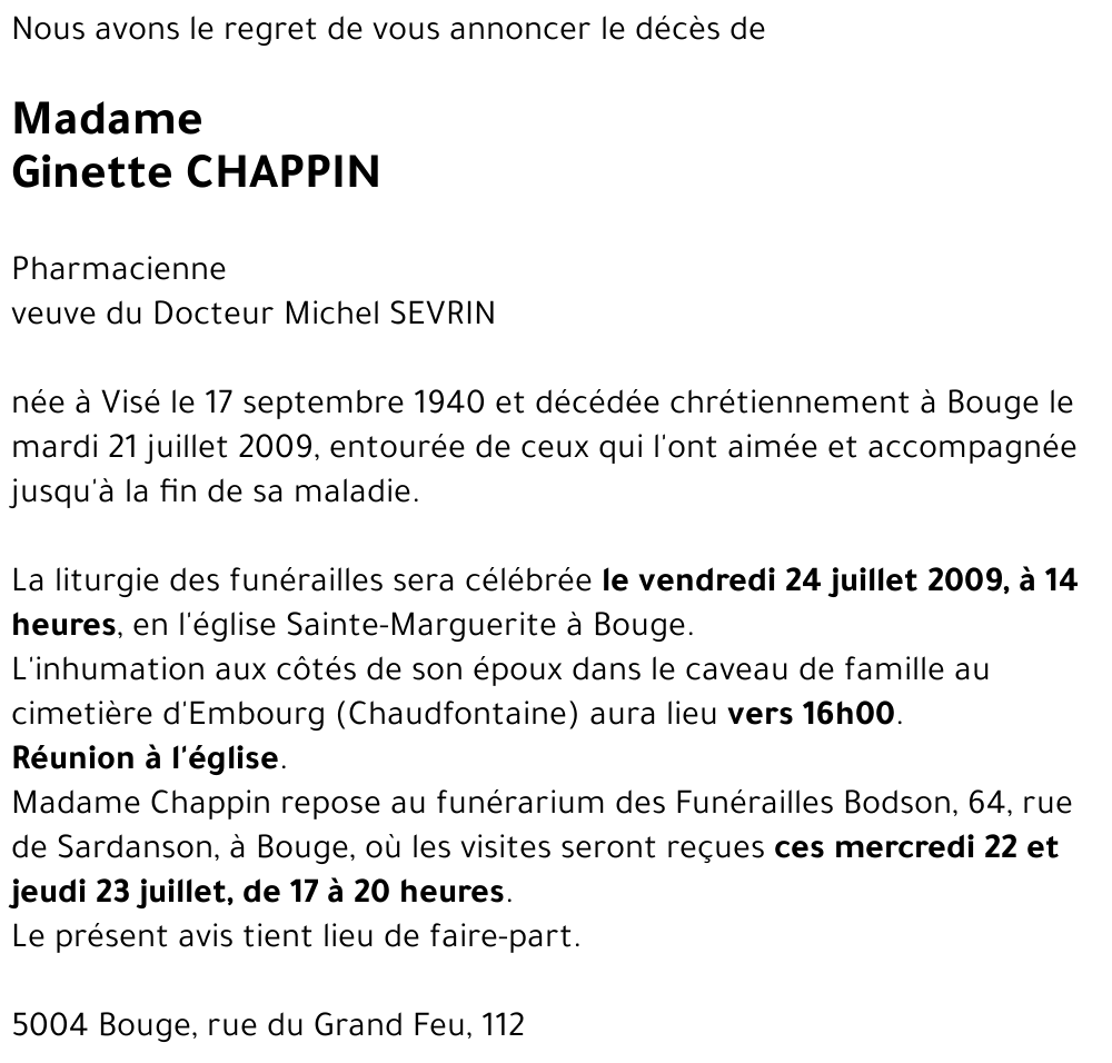 Ginette CHAPPIN