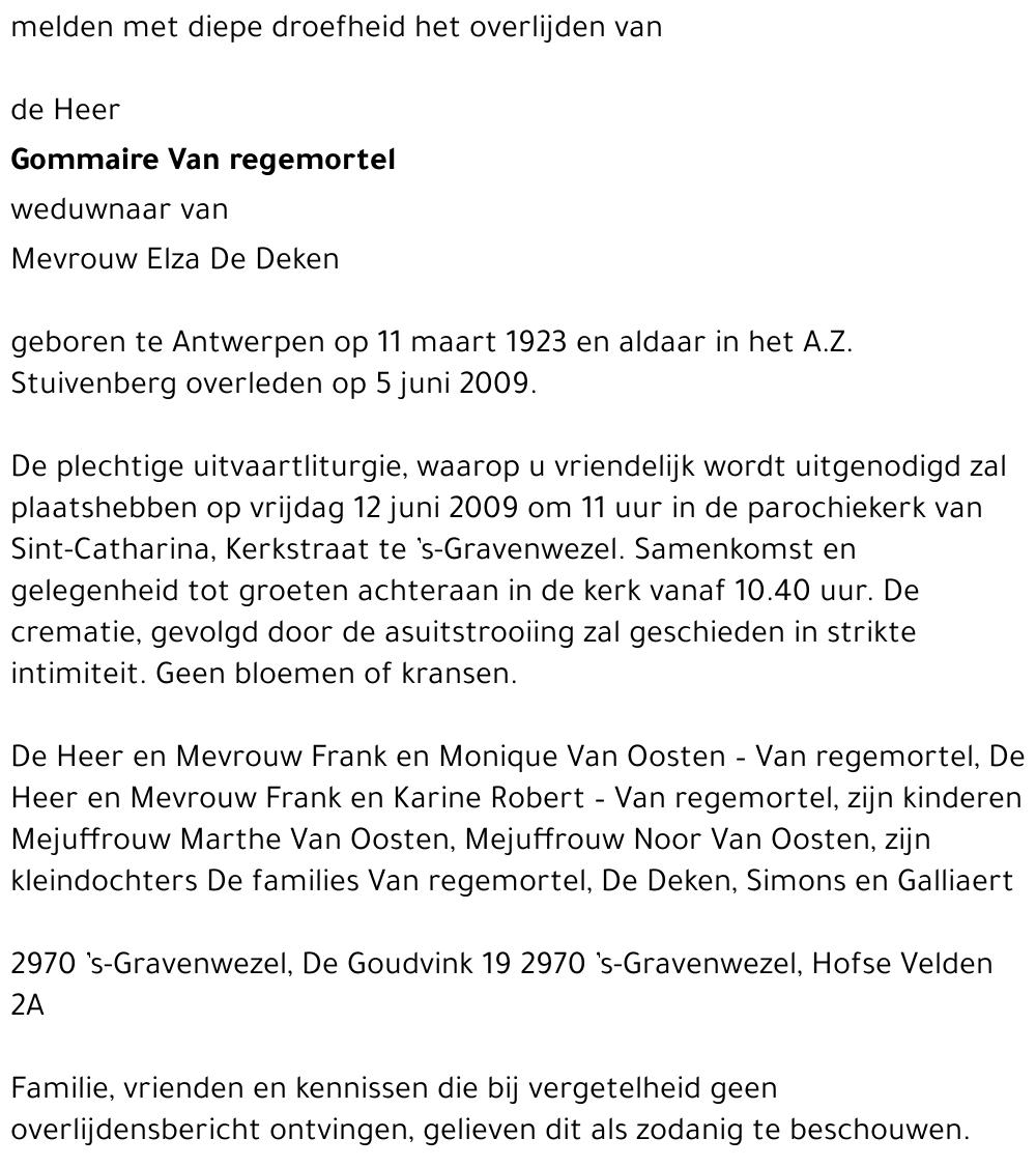 Gommaire Van regemortel