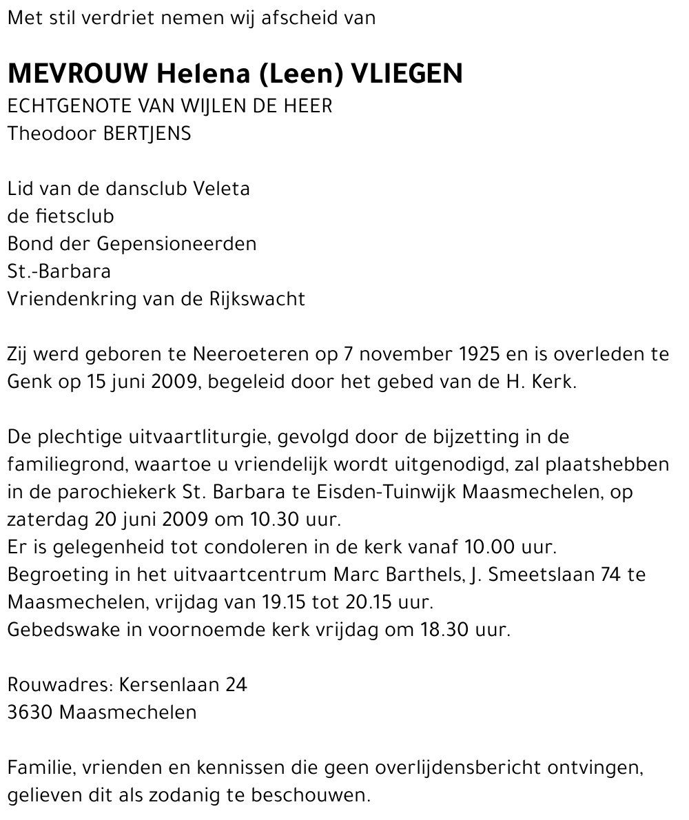 Helena (Leen) Vliegen