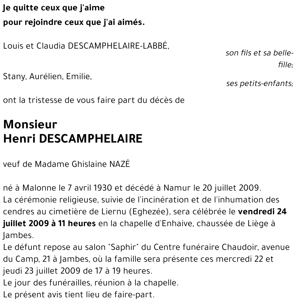 Henri DESCAMPHELAIRE