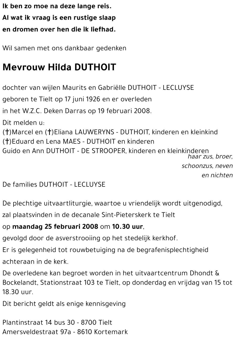 Hilda DUTHOIT