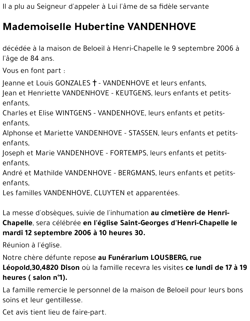 Hubertine VANDENHOVE