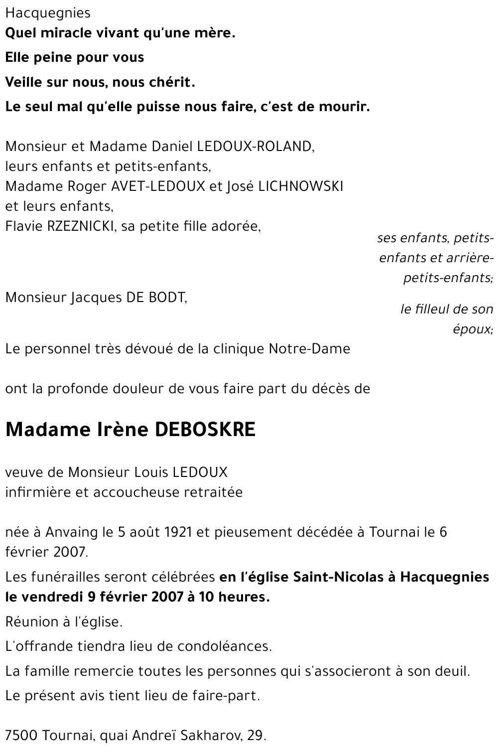 Irène DEBOSKRE