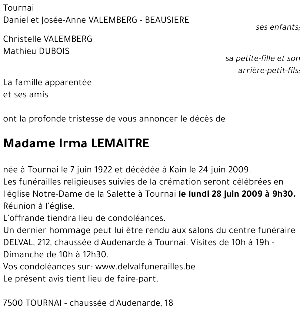Irma LEMAITRE