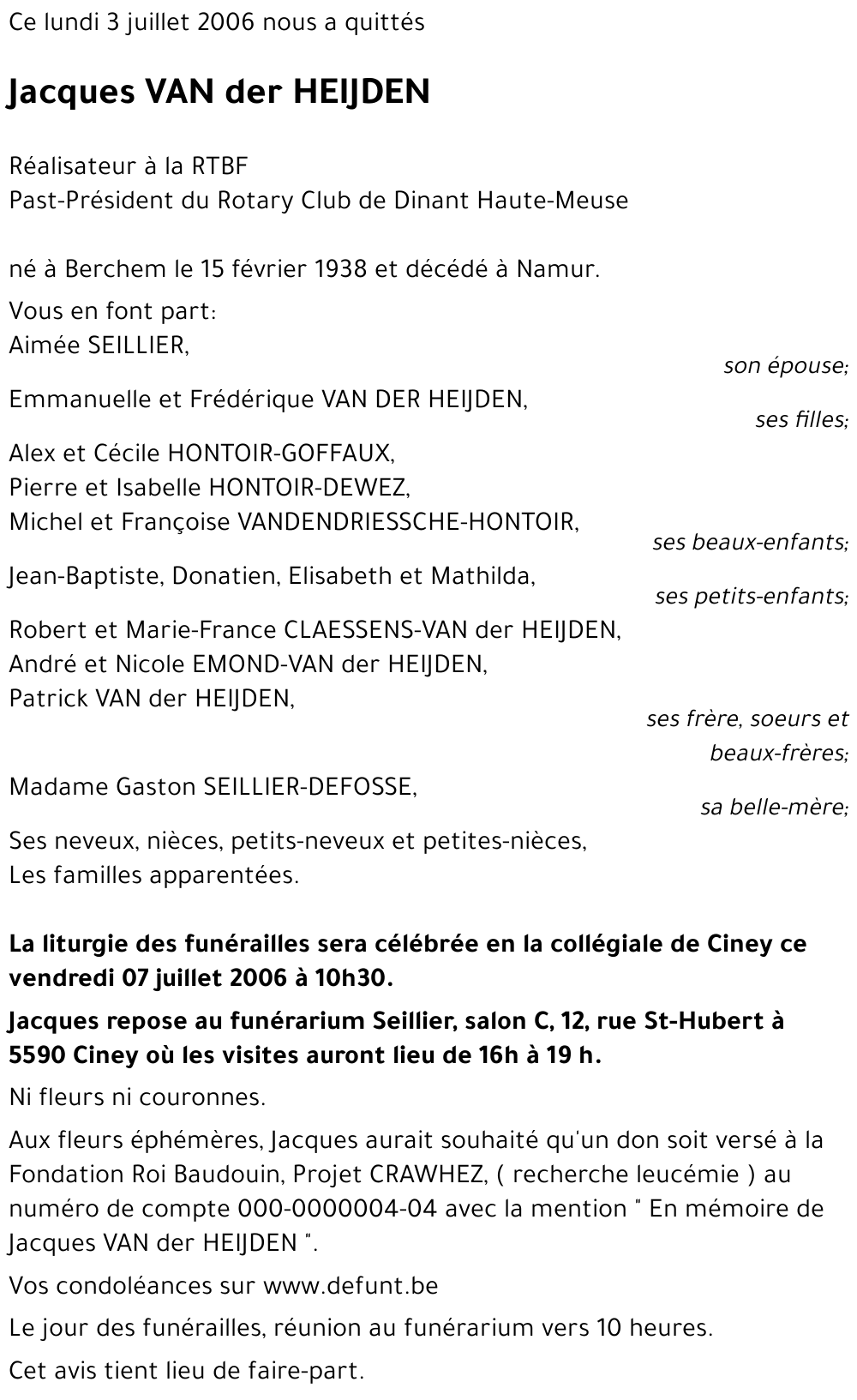 Jacques VAN der HEIYDEN