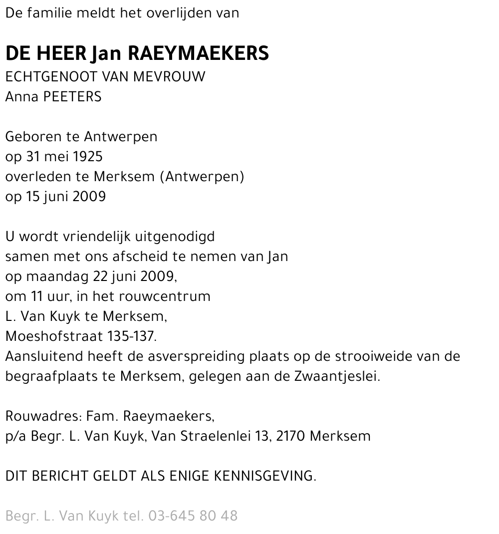 Jan RAEYMAEKERS