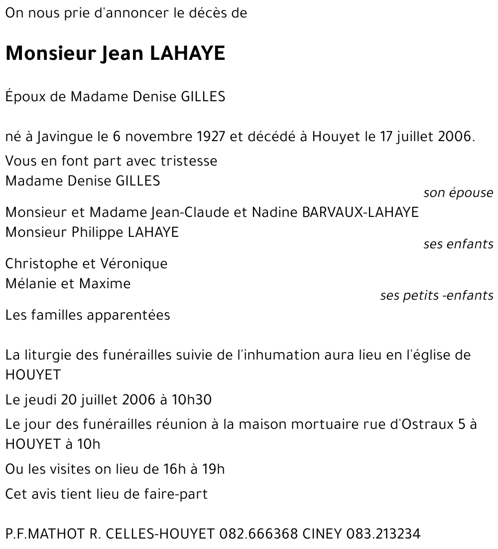 Jean LAHAYE