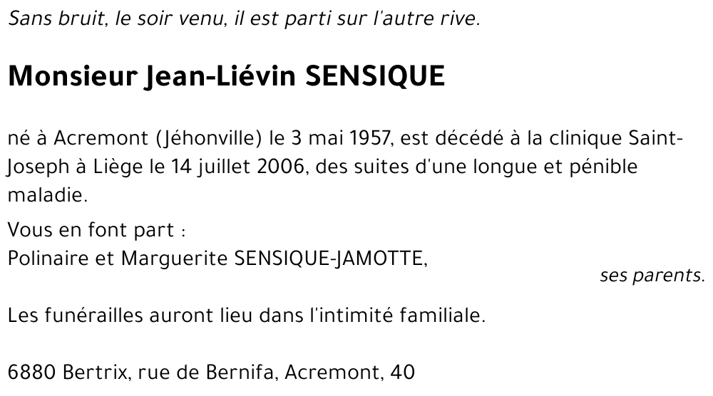 Jean-Liévin SENSIQUE