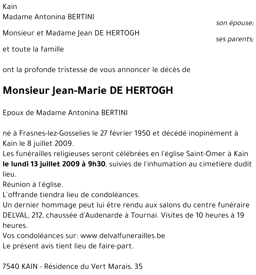 Jean-Marie DE HERTOGH