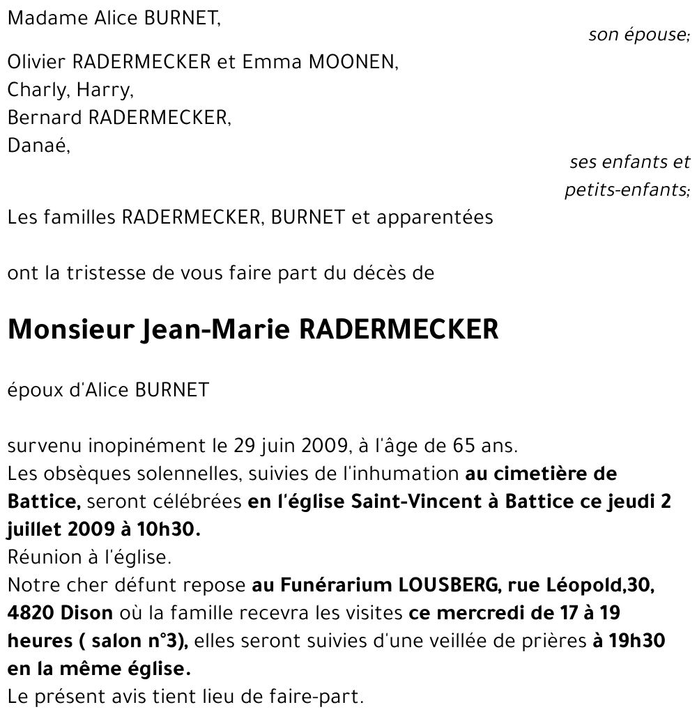 Jean-Marie RADERMECKER