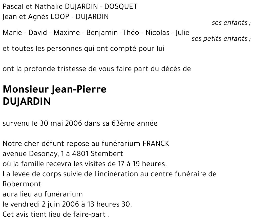 Jean-Pierre DUJARDIN