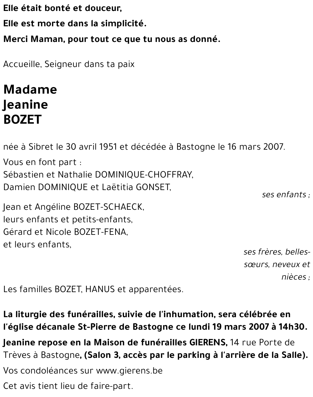 Jeanine BOZET