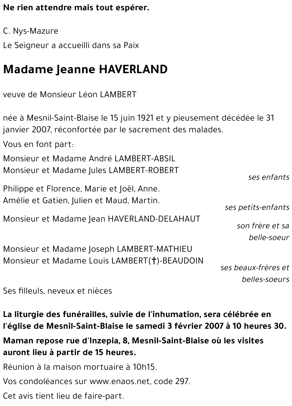Jeanne HAVERLAND