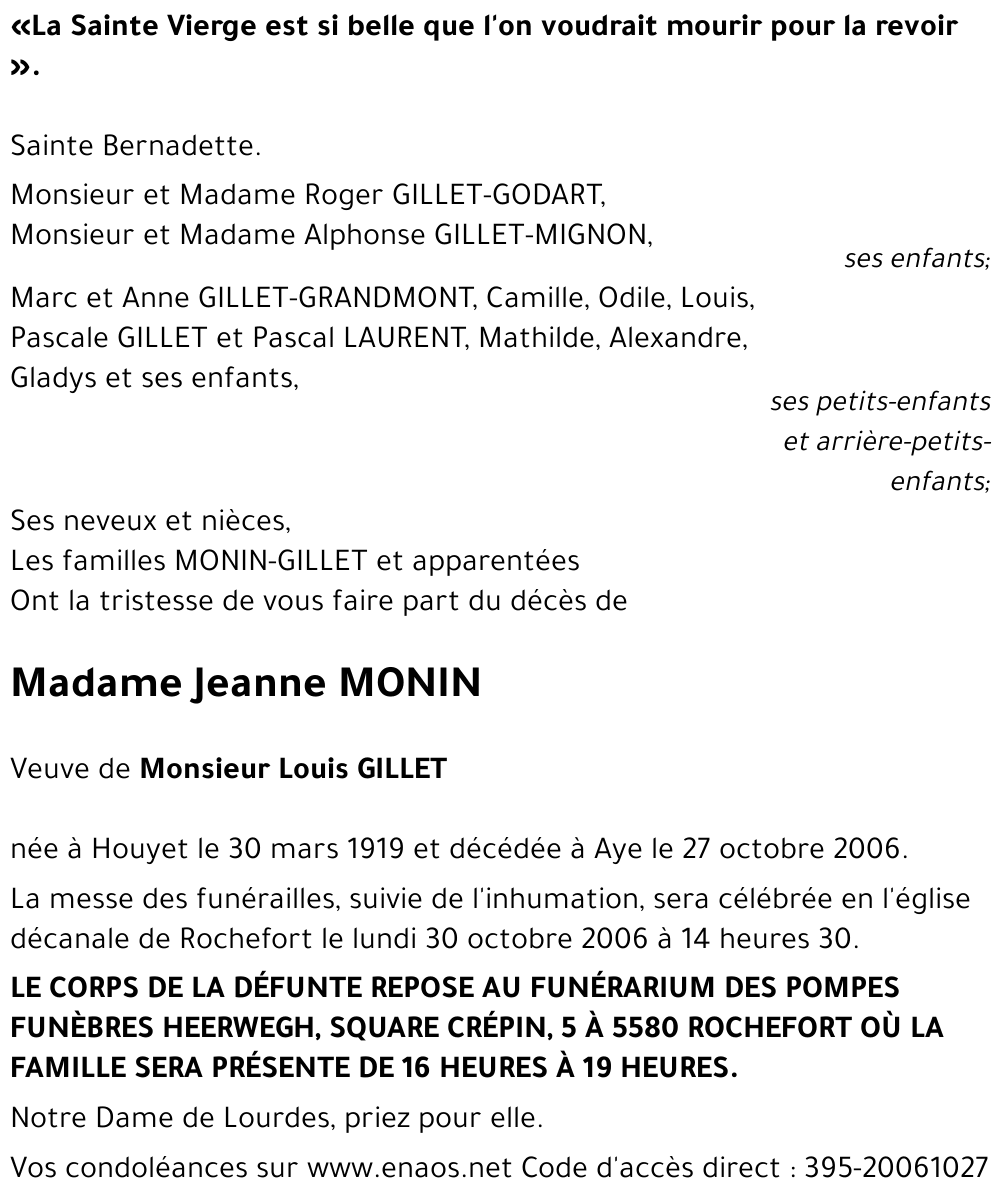 Jeanne MONIN