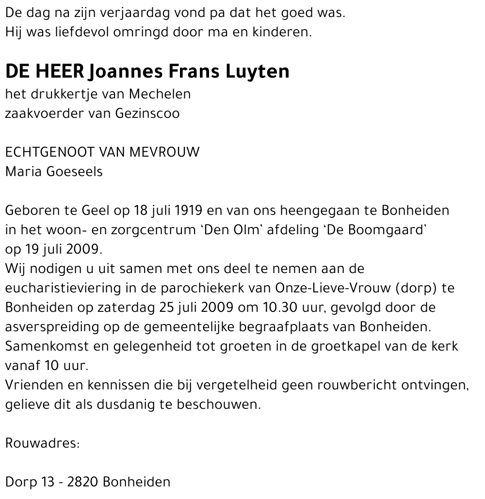 Joannes Frans Luyten