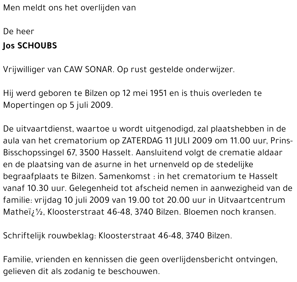 Jos SCHOUBS