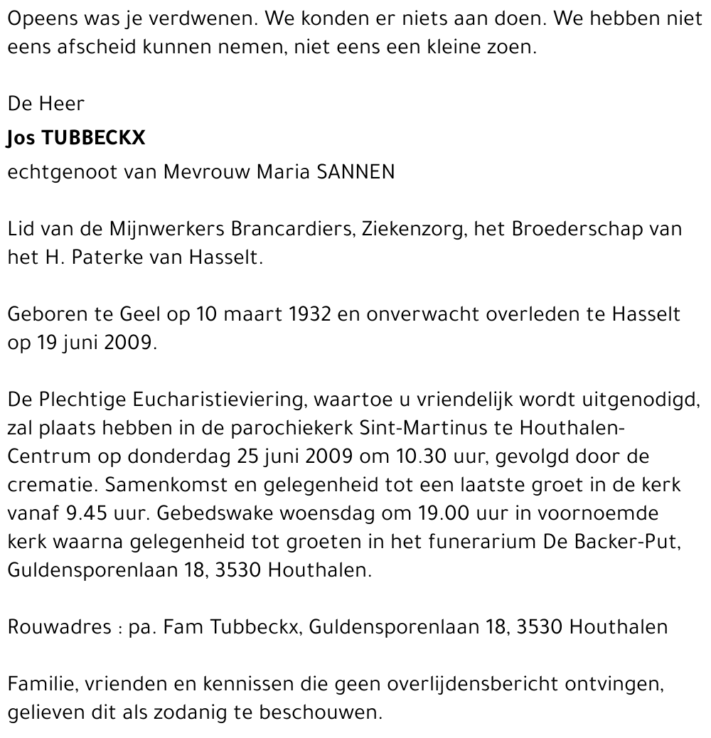 Jos TUBBECKX